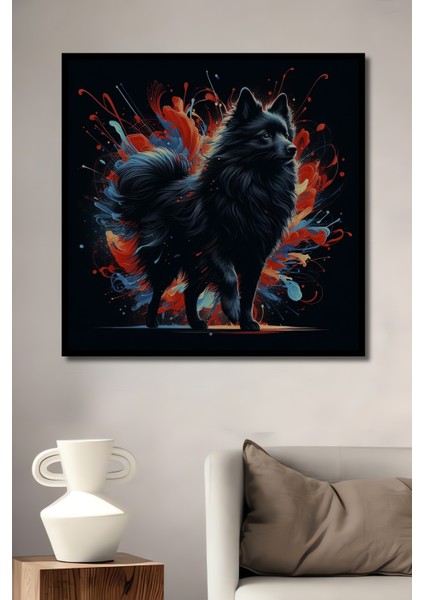 Çerçeve Görünümlü Pomeranian Sanat Soyut Ahşap Mdf Dekoratif Tablo Dikdörtgen Tablo