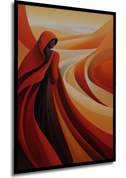 Çerçeve Görünümlü Kırmızı Pelerinli Kadın Dekoratif Ahşap Mdf Tablo Dikdörtgen Tablo modelleri