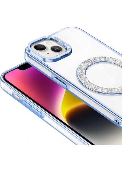 Apple iPhone 13 Kılıf Pırlanta Taş Tasarımlı M-Safe Şarj Özellikli Zore Karetta Silikon Kapak fırsatları