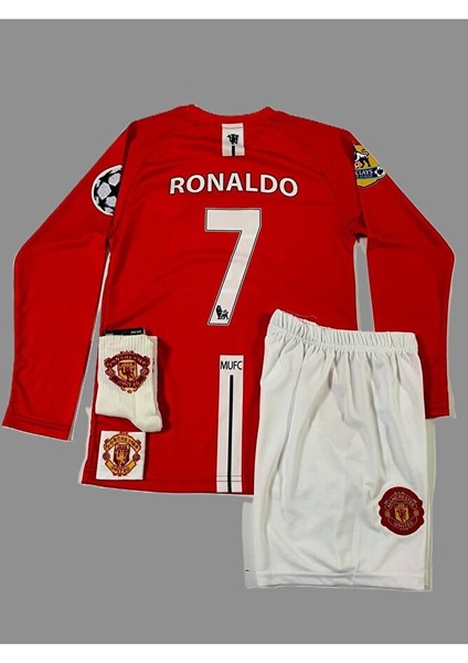 Cristiano Ronaldo 2008 Moskova Finalı Efsane Uzun Kollu Çocuk Forması 4'lü Set (Armalı)