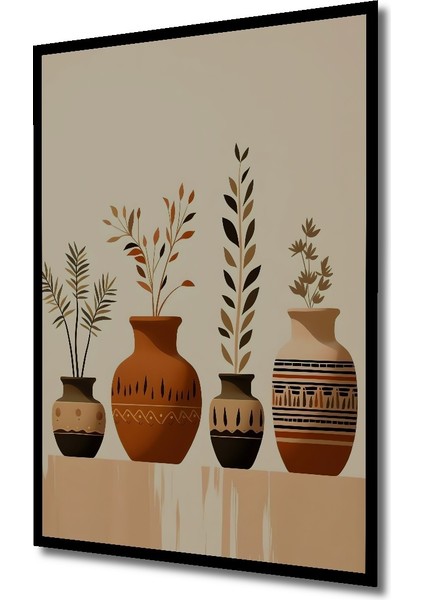 Çerçeve Görünümlü Dekoratif Ahşap Mdf Tablo Vintage Çiçekli Vazolar Dikdörtgen Tablo fiyatları