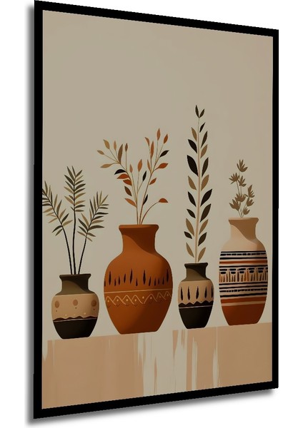 Çerçeve Görünümlü Dekoratif Ahşap Mdf Tablo Vintage Çiçekli Vazolar Dikdörtgen Tablo modelleri