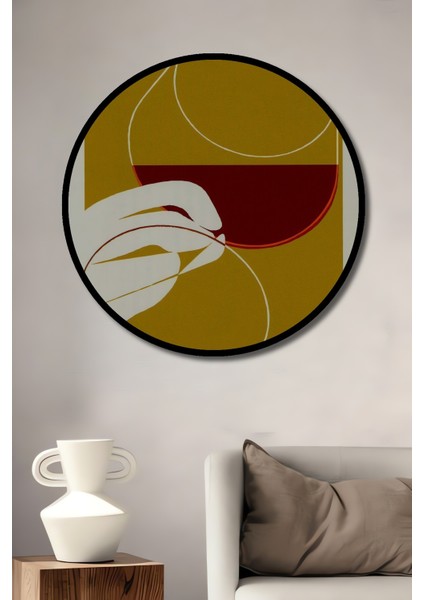 Çerçeve Görünümlü Remy Martin Şarap Kadehi Dekoratif Ahşap Mdf Tablo Yuvarlak Tablo