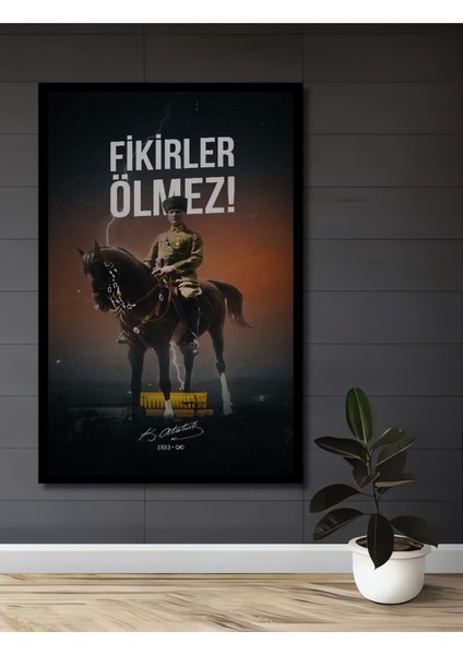 Çerçeve Görünümlü Atatürk Fikirler Ölmez Ahşap Mdf Dekoratif Tablo Dikdörtgen Tablo