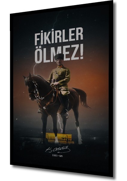 Çerçeve Görünümlü Atatürk Fikirler Ölmez Ahşap Mdf Dekoratif Tablo Dikdörtgen Tablo fiyatları