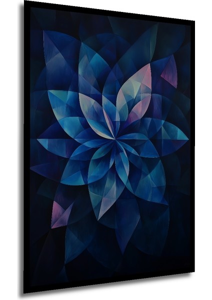 Çerçeve Görünümlü Mavi Çiçek Soyut Sanat Ahşap Mdf Dekoratif Tablo Dikdörtgen Tablo modelleri