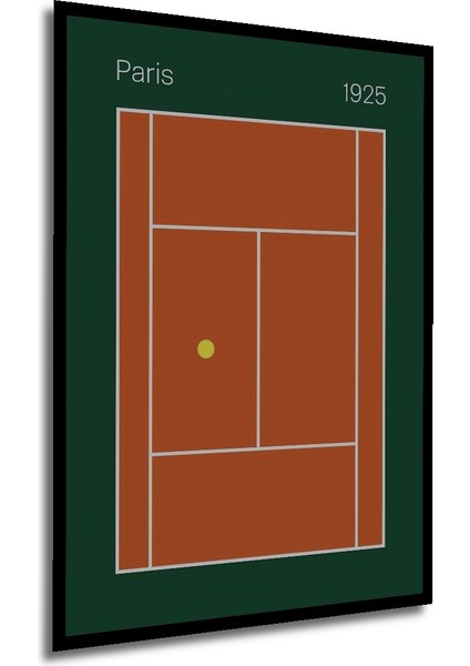Çerçeve Görünümlü Paris 1925 Tenis Kortu Ahşap Mdf Dekoratif Tablo Dikdörtgen Tablo modelleri