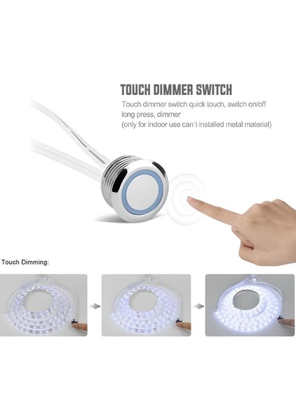 12-24V Dokunmatik (Touch) Dimmer Sensör Dedektörü Işık Kontrol Anahtarı Dolap Sensörü Mobilya Sensörü