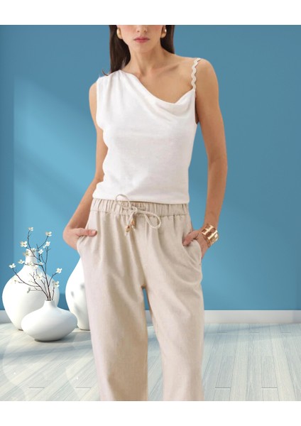 Minervaxint Kadın Naturel Omuz Dekolteli Slim Fit Keten Bluz fiyatları