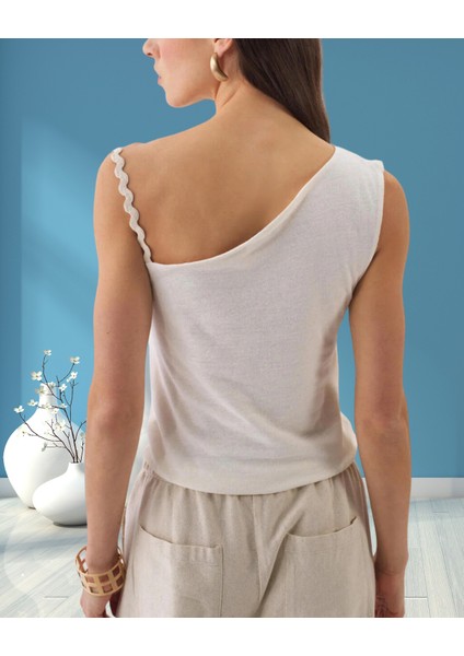 Minervaxint Kadın Naturel Omuz Dekolteli Slim Fit Keten Bluz modelleri