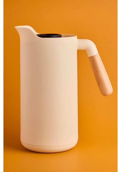 Lotus Nordic Bambu Saplı Cam Vakumlu Termos 1000 ml Krem