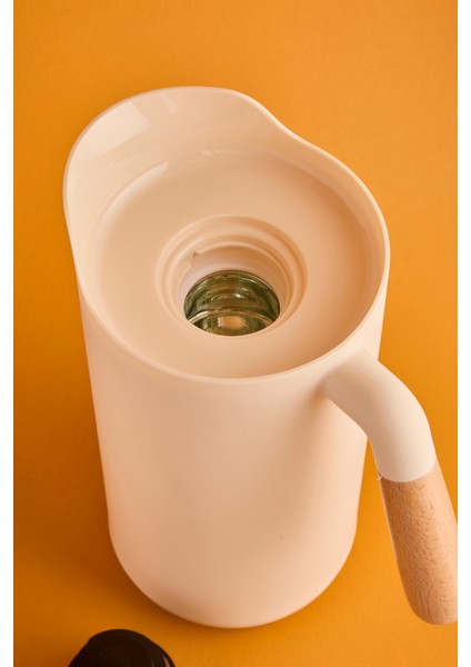 Lotus Nordic Bambu Saplı Cam Vakumlu Termos 1000 ml Krem modelleri