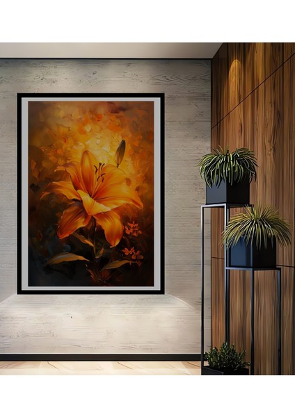 Çerçeve Görünümlü Büyüleyici Zambak Baharı Ahşap Mdf Dekoratif Tablo Dikdörtgen Tablo