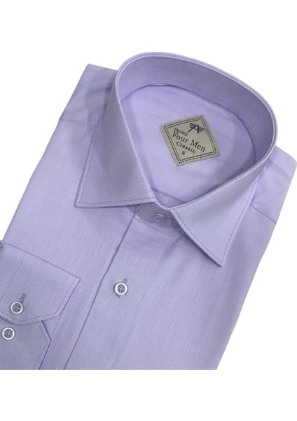 Klasik %100 Cotton Uzun Kollu Terletmeyen Kışlık Flanel Kumaş Lila Gömlek (Regular Kalıp) fiyatları