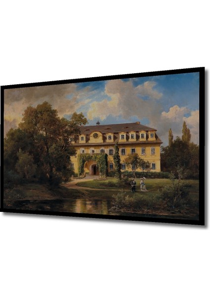 Çerçeve Görünümlü Tarihi Konak Manzarası Dekoratif Ahşap Mdf Tablo Dikdörtgen Tablo fiyatları