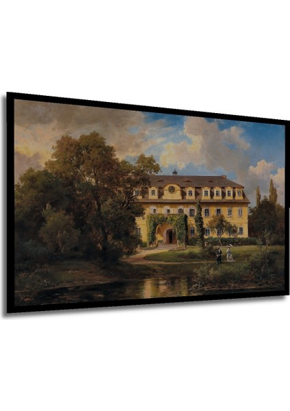 Çerçeve Görünümlü Tarihi Konak Manzarası Dekoratif Ahşap Mdf Tablo Dikdörtgen Tablo modelleri