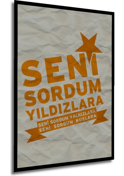 Çerçeve Görünümlü Seni Sordum Yıldızlara Ahşap Mdf Dekoratif Tablo Dikdörtgen Tablo modelleri