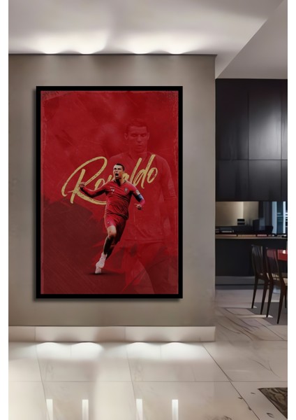 Çerçeve Görünümlü Ronaldo Futbol Tutkusu Dekoratif Ahşap Mdf Tablo Dikdörtgen Tablo