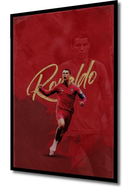 Çerçeve Görünümlü Ronaldo Futbol Tutkusu Dekoratif Ahşap Mdf Tablo Dikdörtgen Tablo fiyatları