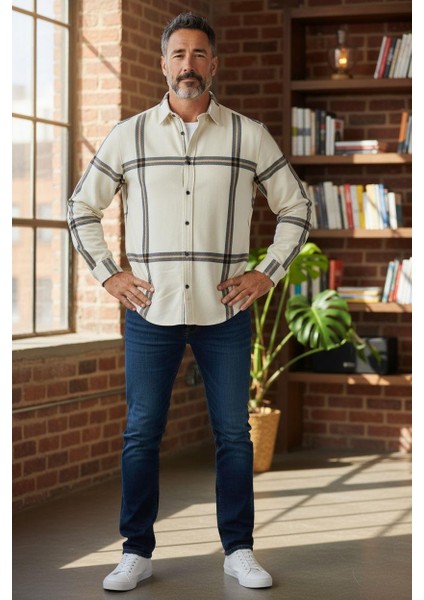 Iki Cepli Kapaklı Klasik %100 Cotton Uzun Kollu Terletmeyen Kışlık Flanel Kumaş Siyah Gömlek (Regular Kalıp)