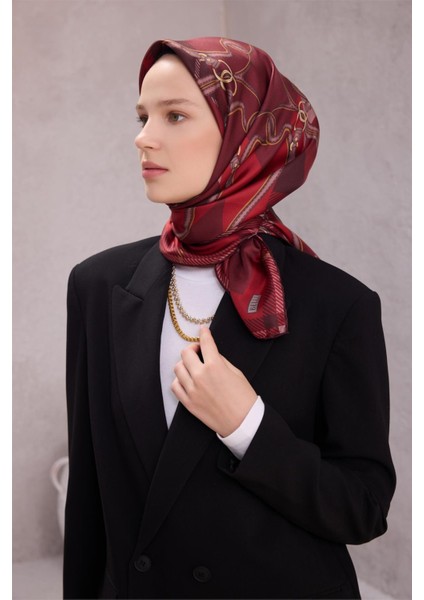 Ekose Kemer Desen Ipek Twill Eşarp 4206D01 84