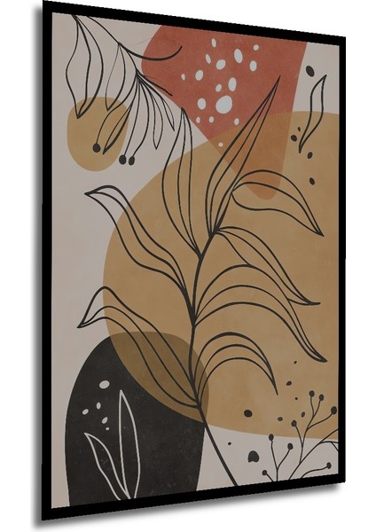 Çerçeve Görünümlü Abstrakt Bitki Desenli Dekoratif Ahşap Mdf Tablo Dikdörtgen Tablo modelleri