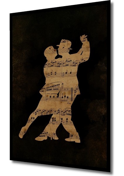 Çerçeve Görünümlü Dans Eden Nota Çiftleri Dekoratif Ahşap Mdf Tablo Dikdörtgen Tablo fiyatları