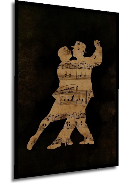 Çerçeve Görünümlü Dans Eden Nota Çiftleri Dekoratif Ahşap Mdf Tablo Dikdörtgen Tablo modelleri