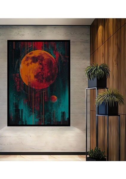 Çerçeve Görünümlü Kızıl Gezegenin Gizemi Dekoratif Ahşap Mdf Tablo Dikdörtgen Tablo