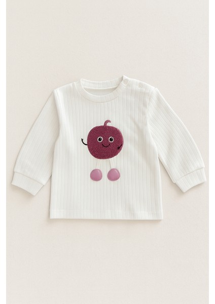 Kız Bebek Ikili Takım – Sevimli Desenli Sweatshirt ve Alt, Organik Pamuklu Rahat Günlük Set