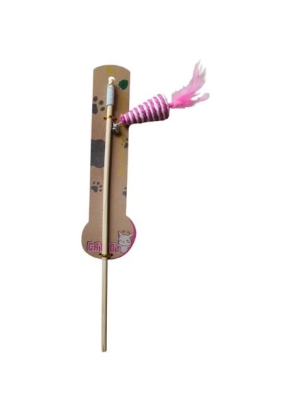 Petzoom Ahşap Değnekli Tüylü Kedi Oltası