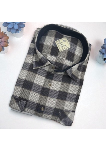 Klasik %100 Cotton Uzun Kollu Terletmeyen Kışlık Flanel Kumaş Çok Renk Gömlek (Regular Kalıp)