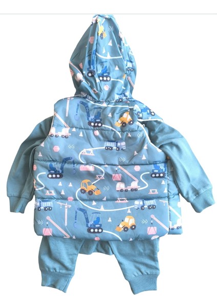 Laura Baby Araba Desenli Erkek Bebek/çocuk Yelekli Alt Üst Takım fırsatları