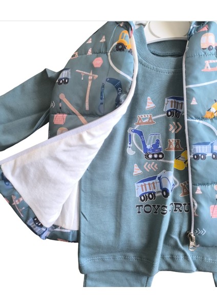 Laura Baby Araba Desenli Erkek Bebek/çocuk Yelekli Alt Üst Takım indirimleri