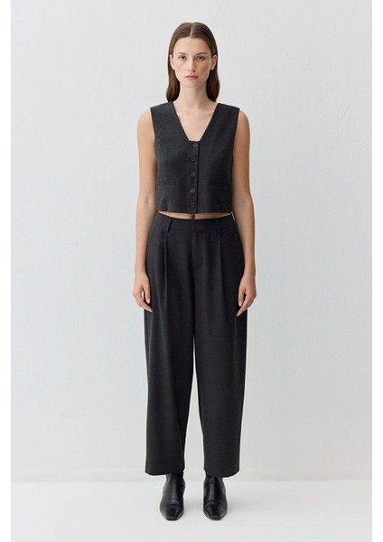 Kadın Yün Karışımlı Antrasit Yelek 1110796-87829 fiyatları