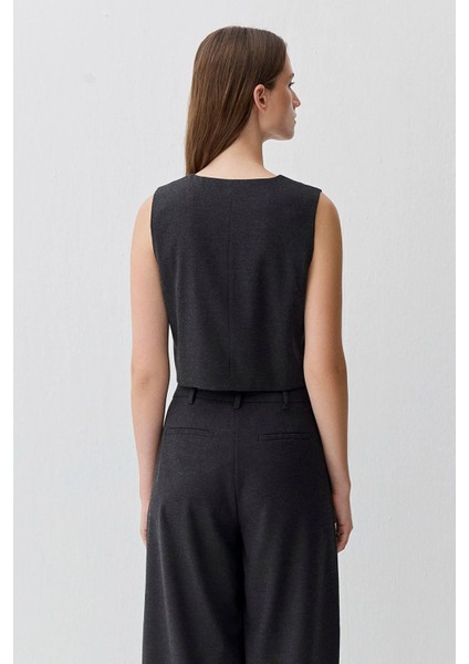 Kadın Yün Karışımlı Antrasit Yelek 1110796-87829 fırsatları