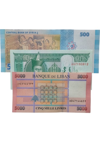3 Adet 3 Farklı Ülke Yabancı Koleksiyon Kağıt Para. Antika Koleksiyon Para.