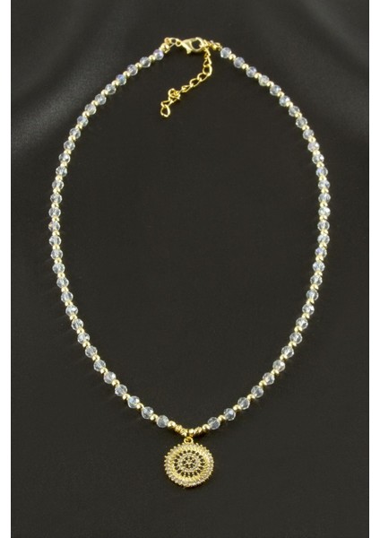 Techmrt Nazar Zirkon Taşlı Kristal Kolye-Sarı fiyatları