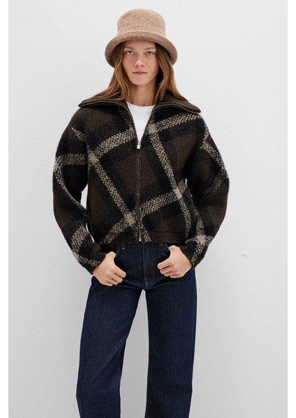 Kadın Baklava Desenli Kahverengi Hırka 1710794-87537 fiyatları