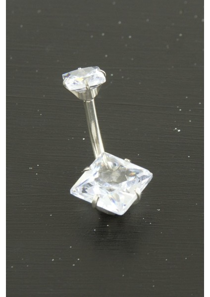 Techmrt Kare Zirkon Taşlı Çelik Piercing 1 Adet-Gümüş Rengi fiyatları
