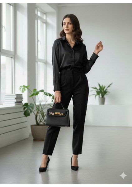 “kadın Saten Dokulu Şık Uzun Kollu Gömlek – Ofis & Günlük Kullanıma Uygun Bluz” modelleri