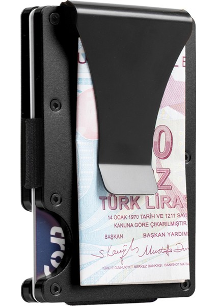 Minimalist Cüzdan & Kartlık - Erkek Kartlık | RFID Korumalı Alüminyum Kartlık | Black