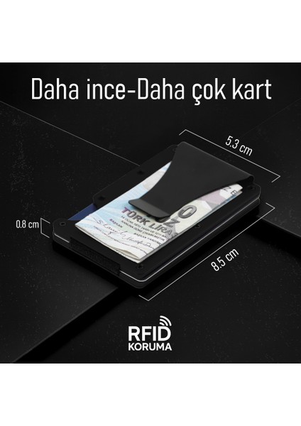 Minimalist Cüzdan & Kartlık - Erkek Kartlık | RFID Korumalı Alüminyum Kartlık | Black fiyatları