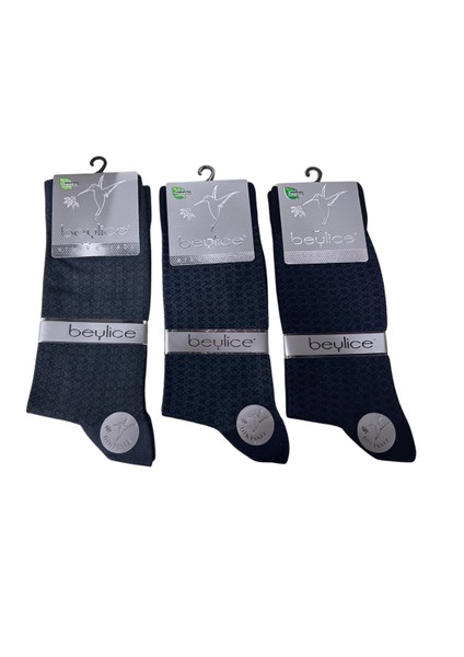 Beylice Desenli Bambu Dikişsiz Erkek Çorabı -Sıkmayan Lastik- Tavşan Kulağı Kavrayan Topuk 6 Adet
