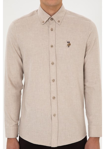 Erkek Koyu Bej Gömlek Basic 50307686-VR088