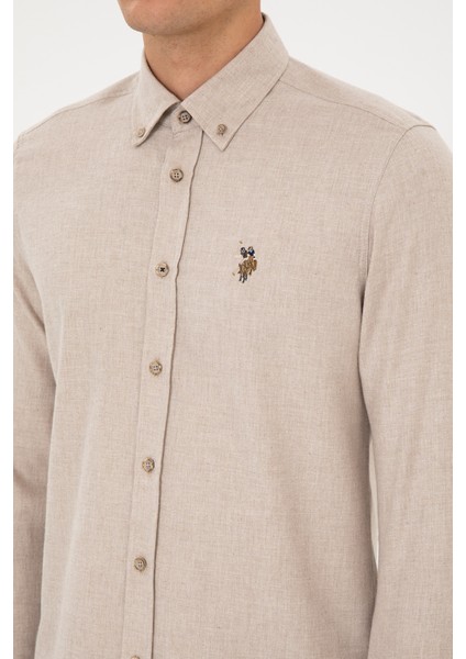 Erkek Koyu Bej Gömlek Basic 50307686-VR088