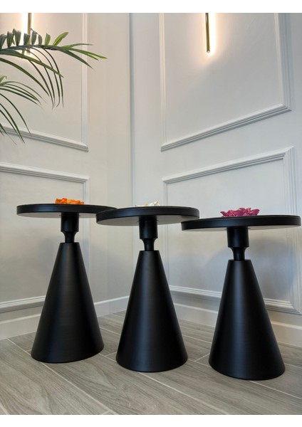 3 Lü Class Siyah Aynalı Sehpa