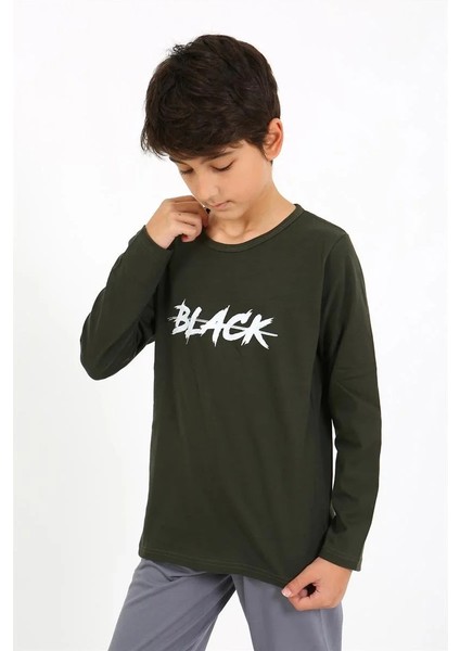 Erkek Çocuk Uzun Kol Penye Pijama Takım Haki fırsatları