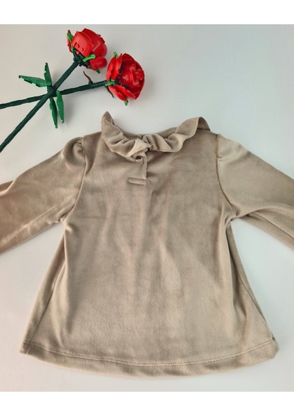 Bebek Kadife Takım - Kız Bebek Volanlı Yaka Alt Üst Takım - 9-12 Ay, 12-18 Ay, 1-2 Yaş, 2-3 Yaş modelleri