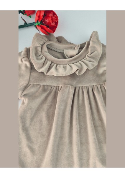 Bebek Kadife Takım - Kız Bebek Volanlı Yaka Alt Üst Takım - 9-12 Ay, 12-18 Ay, 1-2 Yaş, 2-3 Yaş fırsatları